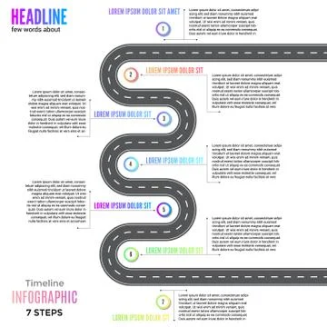 Info business plan navigation loop map infographic roadmap vector illustration Illustrazione stock