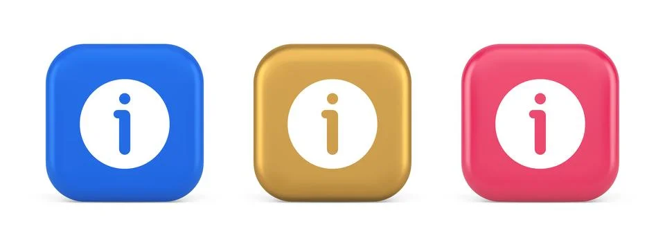 Info button information character FAQ question answer help support web app 3d Illustrazione stock