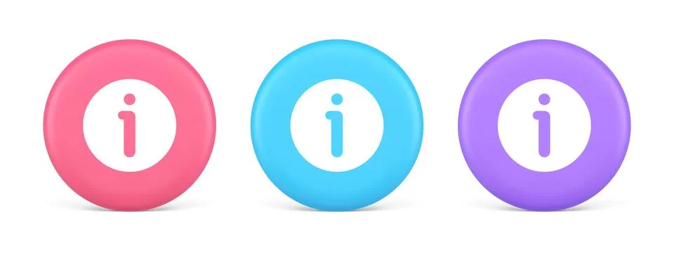 Info button information character FAQ question answer help support web app 3d Illustrazione stock