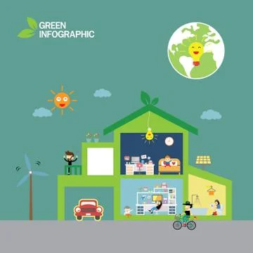Info chart renewable energy biogreen ecology Stock Illustration