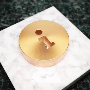 Info Circle icon. Bronze Info Circle symbol on white marble podium. 스톡 일러스트