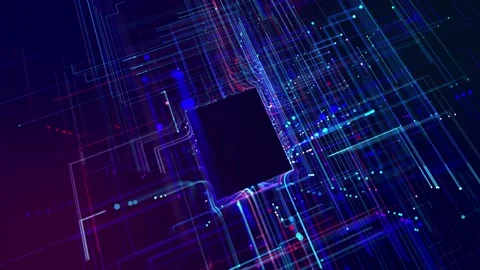 Info concept lines, nodes and socket. vj loop hologram abstract background sci Stock Footage 217825998