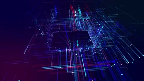 Info concept lines, nodes and socket. vj loop hologram abstract background sci Stock Footage 219510098