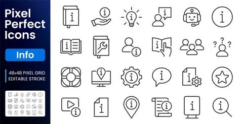 Info customer support line icons set. AI chatbot, tutorial, troubleshooting Иллюстрация
