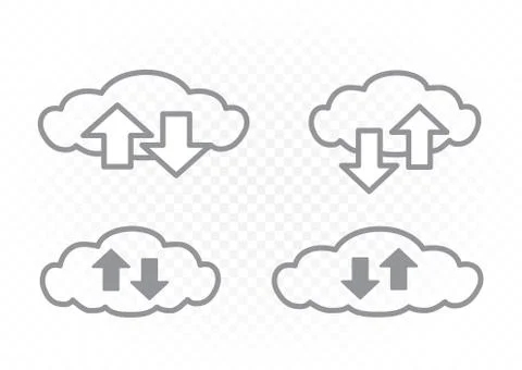 Info exchange through cloud icon set Stock Illustration