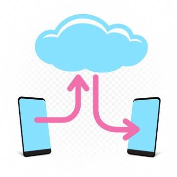 Info exchange through cloud service Stock Illustration