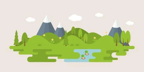 Info graphic and elements of forest with hills Stock Illustration