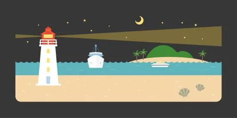 Info graphic and elements of lighthouse Stockillustratie