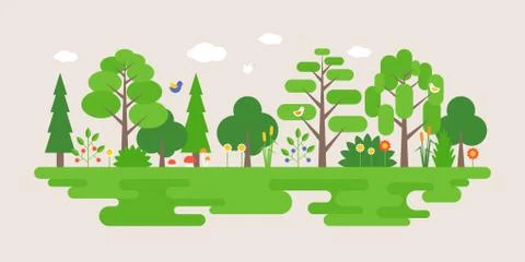 Info graphic and elements of natural forest landscapes Illustrazione stock