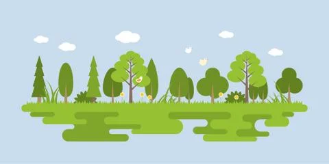 Info graphic and elements of natural forest landscapes 스톡 일러스트