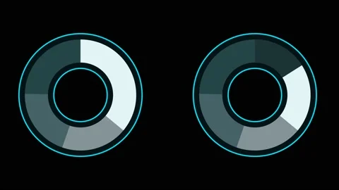 Info graphic four and five part circle blue black white color tone and blink Stock Footage 139816451