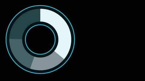 Info graphic four part circle blue black white color tone and blink Stock Footage 139817596