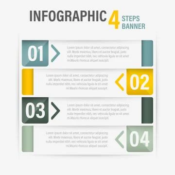 Info-graphic four steps horizontal vector banner. Illustrazione stock