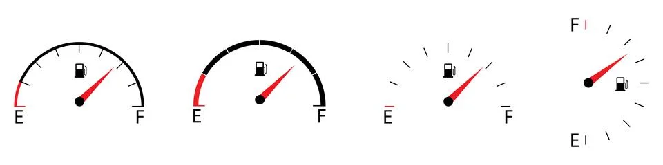 Info-graphic gauge element. Speedometer icon or sign with arrow. Vector. Stock Illustration