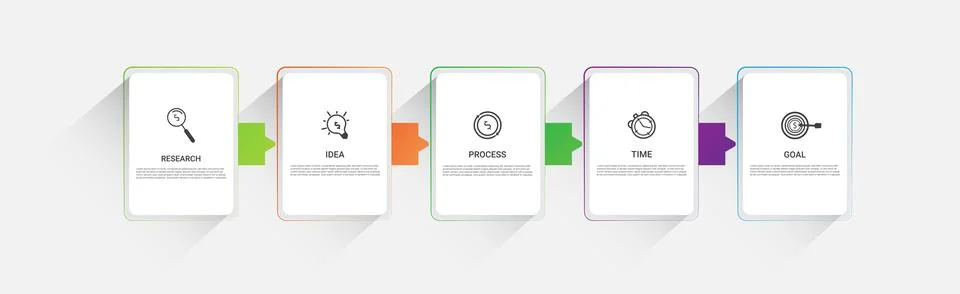 Info graphic template, 5 options with updated icon and simple design. Stock Illustration