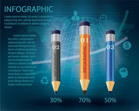 Info graphic template with pencil . Stock Illustration