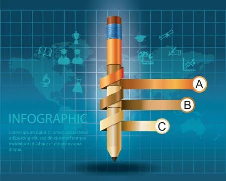 Info graphic template with pencil . Stock Illustration
