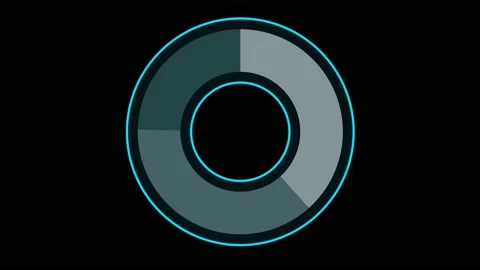 Info graphic three part circle blue black white color tone and blink Stock Footage 139816452