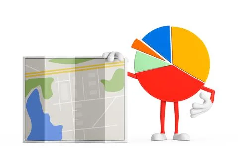 Info Graphics Business Pie Chart Character Person with Abstract City Plan Map Stockillustratie