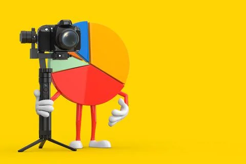 Info Graphics Business Pie Chart Character Person with DSLR or Video Camera G Stock Illustration