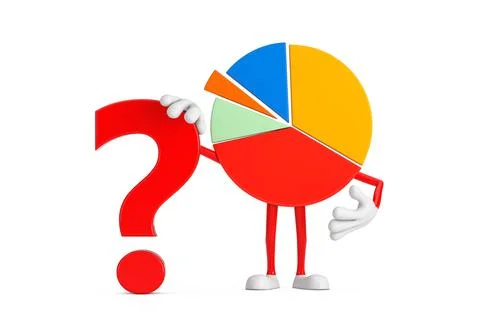 Info Graphics Business Pie Chart Character Person with Red Question Mark Sign 스톡 일러스트