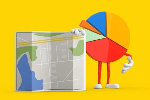 Info Graphics Business Pie Chart Character Person with Abstract City Plan Map 스톡 일러스트