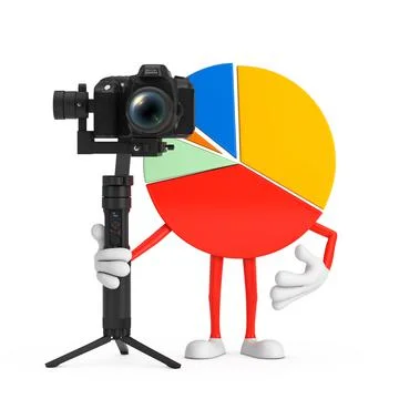 Info Graphics Business Pie Chart Character Person with DSLR or Video Camera G Stock Illustration