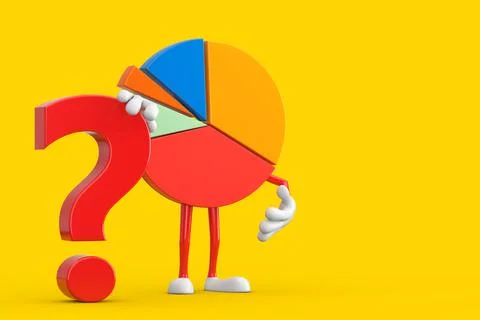 Info Graphics Business Pie Chart Character Person with Red Question Mark Sign イラスト素材