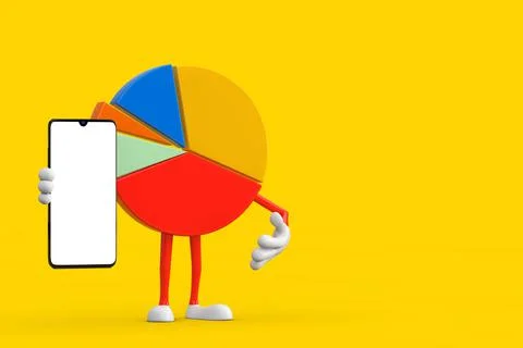 Info Graphics Business Pie Chart Character Person and Modern Mobile Phone wit Stock Illustration