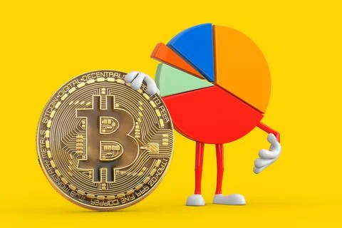 Info Graphics Business Pie Chart Character Person with Digital and Cryptocurr Stock Illustration