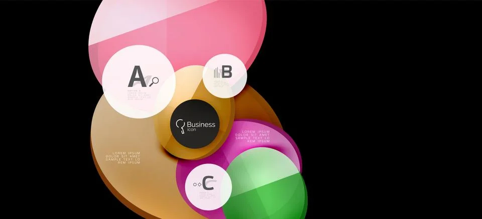 Info graphics circles background. Success icon symbol. Vector info graphic Ilustración de archivo