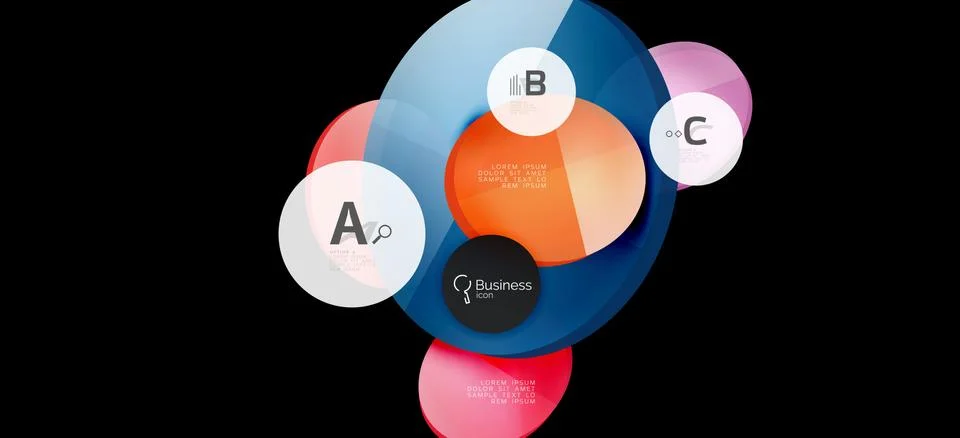 Info graphics circles background. Success icon symbol. Vector info graphic Ilustración de archivo