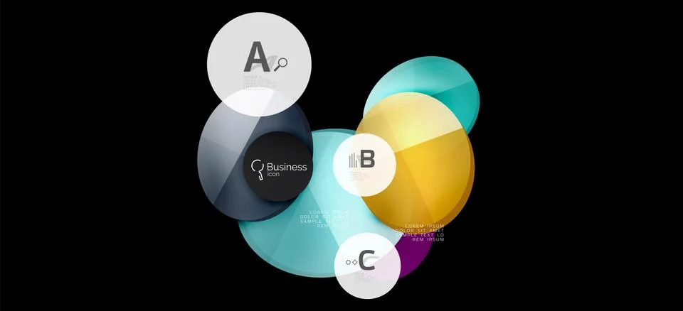 Info graphics circles background. Success icon symbol. Vector info graphic Ilustración de archivo