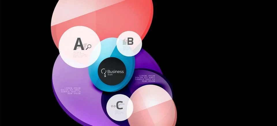 Info graphics circles background. Success icon symbol. Vector info graphic Illustrazione stock