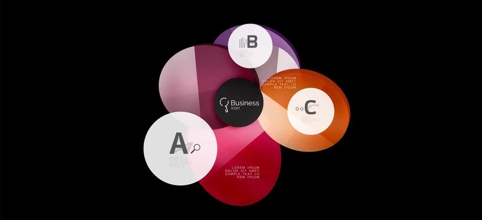 Info graphics circles background. Success icon symbol. Vector info graphic Illustrazione stock
