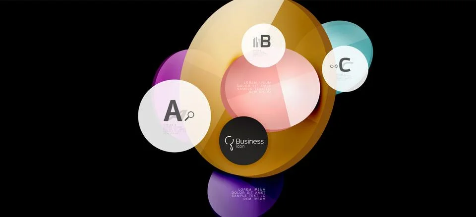 Info graphics circles background. Success icon symbol. Vector info graphic Illustrazione stock