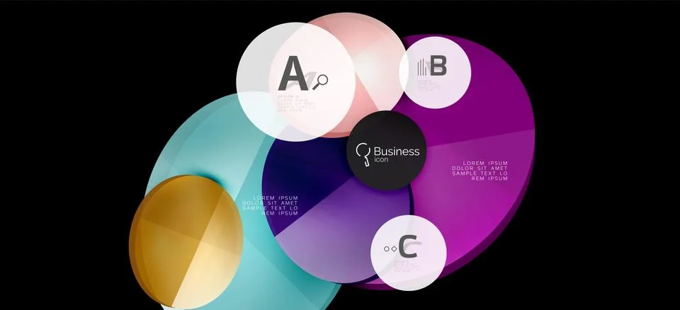 Info graphics circles background. Success icon symbol. Vector info graphic Illustrazione stock