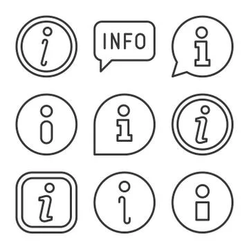 Info Icons Set on White Background. Line Style Vector Stock Illustration