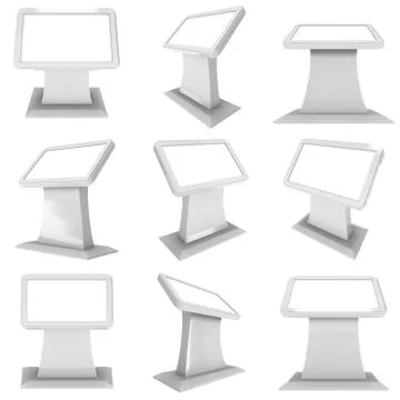 Info LCD screen floor stand set. Stock Illustration