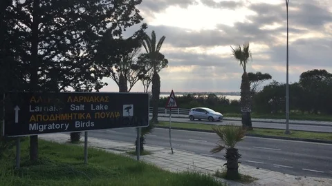 Info Road Sign at a main road in Larnaca Stock Footage 89673645