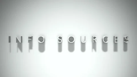 Info sources 3D title animation white text on a white background Stock Footage 299429617