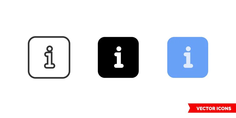 Info squared icon of 3 types. Isolated vector sign symbol. Stock Illustration