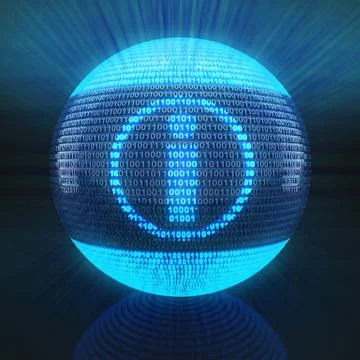 Info symbol on globe formed by binary code Illustrazione stock