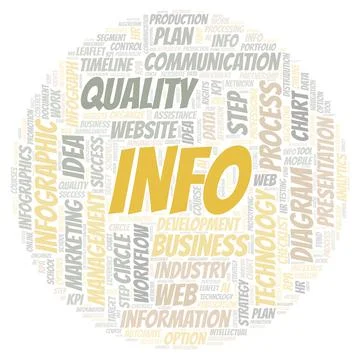 Info typography word cloud create with the text only. Illustrazione stock