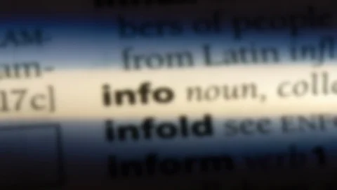 Info word in a dictionary. Stock Footage 99561210