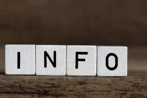 Info, written in cubes Stock Photos