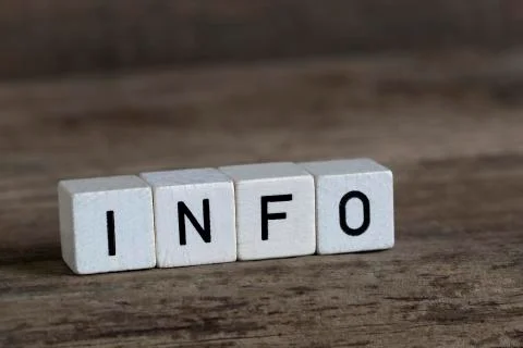 Info, written in cubes Stock Photos