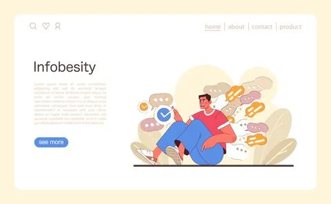 Infobesity concept. Flat vector illustration Illustrazione stock
