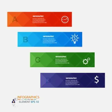 Infograohics design element label or banner can be used for workflow layout Stock Illustration
