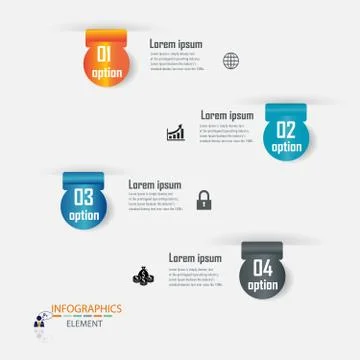 Infograohics design element label or banner can be used for workflow layout Stock Illustration
